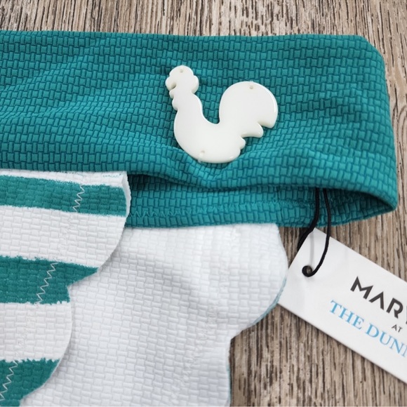 NWT MARYSIA Strapless Teal & White Scalloped Bikini Set - Picture 3 of 10